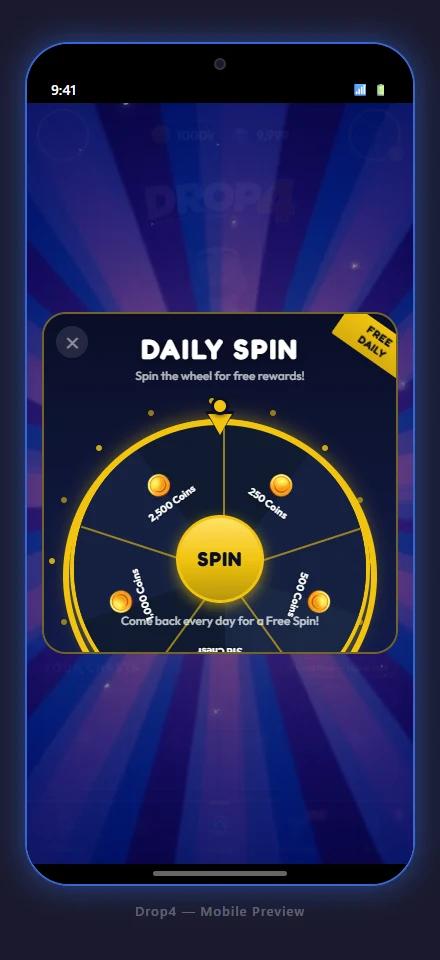 Drop4 daily spin wheel